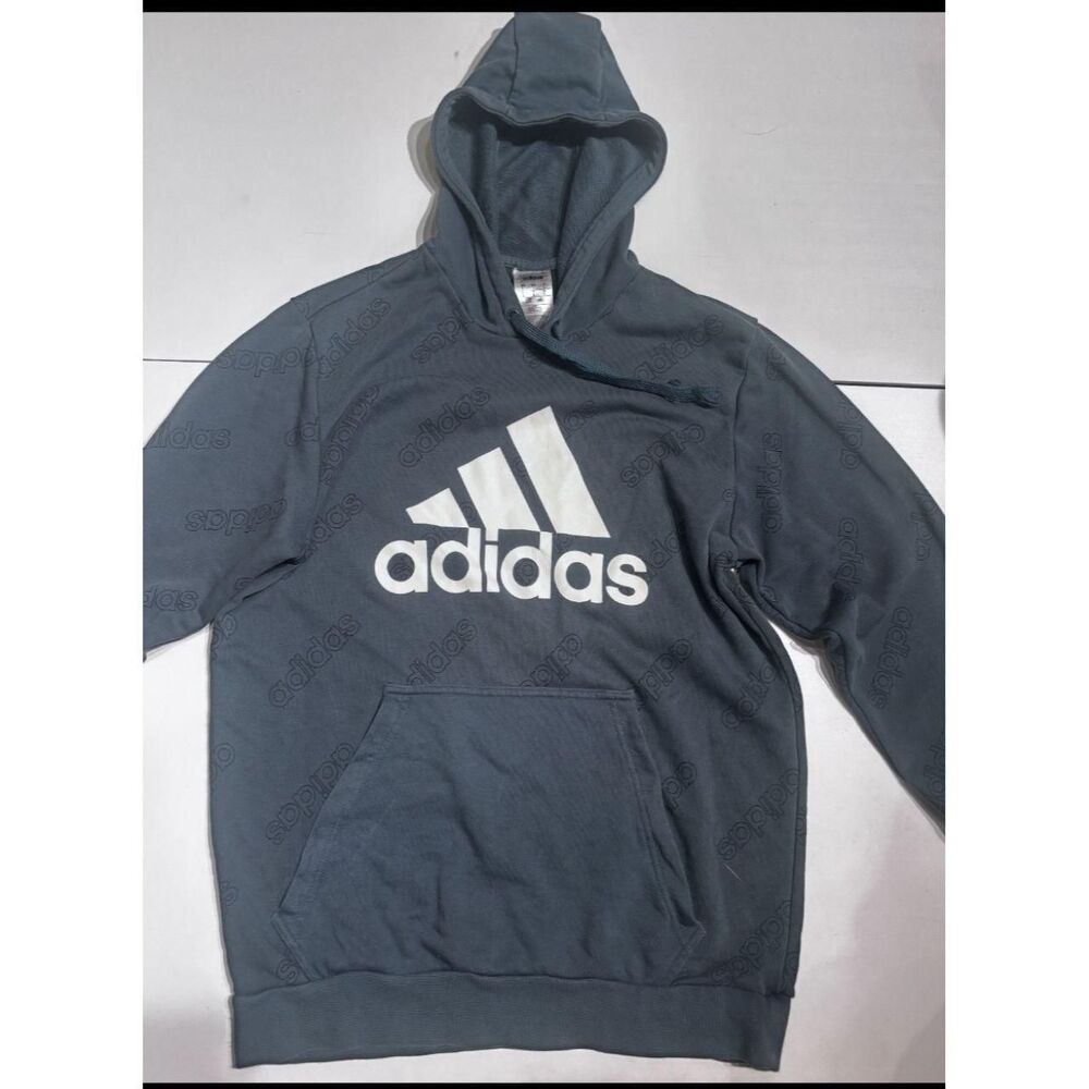 Adidas Men's Black and Blue Hoodie